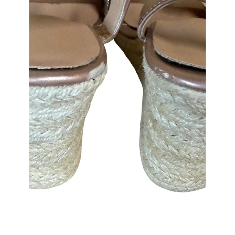 Gold Metallic Espadrille Wedge Sandals Braided Platform Ankle Strap Size 36‎